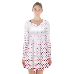 Pattern-polkadots Long Sleeve Velvet V-neck Dress