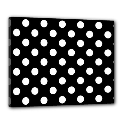 Polka-02 White-black Canvas 20  X 16  (stretched) by nate14shop