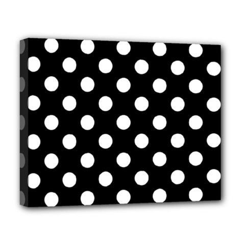 Polka-02 White-black Deluxe Canvas 20  X 16  (stretched)