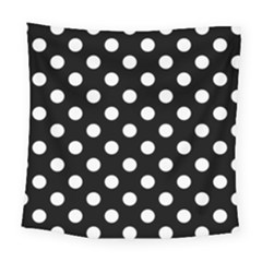 Polka-02 White-black Square Tapestry (large)