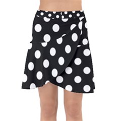 Polka-02 White-black Wrap Front Skirt by nate14shop