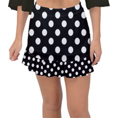 Polka-02 White-black Fishtail Mini Chiffon Skirt by nate14shop