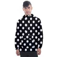 Polka-02 White-black Men s Front Pocket Pullover Windbreaker