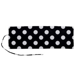 Polka-02 White-black Roll Up Canvas Pencil Holder (m) by nate14shop