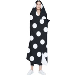 Polka-02 White-black Wearable Blanket by nate14shop