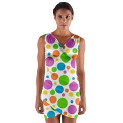 Polka-dot-callor Wrap Front Bodycon Dress