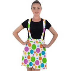 Polka-dot-callor Velvet Suspender Skater Skirt