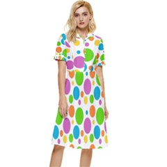 Polka-dot-callor Button Top Knee Length Dress by nate14shop