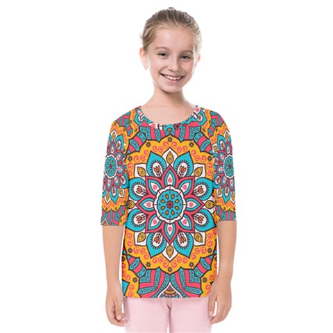 Mandala Spirit Kids  Quarter Sleeve Raglan Tee by zappwaits