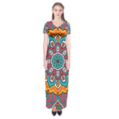 Mandala Spirit Short Sleeve Maxi Dress by zappwaits