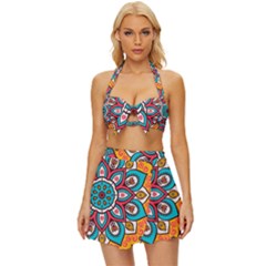 Mandala Spirit Vintage Style Bikini Top And Skirt Set  by zappwaits