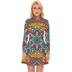 Mandala Spirit Long Sleeve Velour Longline Dress