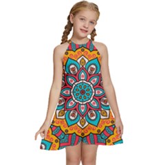 Mandala Spirit Kids  Halter Collar Waist Tie Chiffon Dress