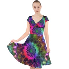 Pride Mandala Cap Sleeve Front Wrap Midi Dress by MRNStudios