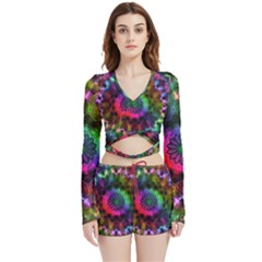 Pride Mandala Velvet Wrap Crop Top And Shorts Set by MRNStudios