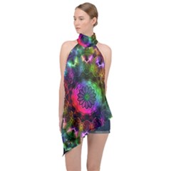 Pride Mandala Halter Asymmetric Satin Top by MRNStudios