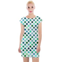 Polka-dot-green Cap Sleeve Bodycon Dress by nate14shop