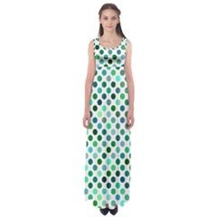 Polka-dot-green Empire Waist Maxi Dress by nate14shop