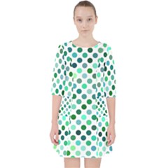 Polka-dot-green Quarter Sleeve Pocket Dress by nate14shop