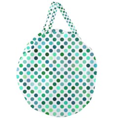 Polka-dot-green Giant Round Zipper Tote by nate14shop