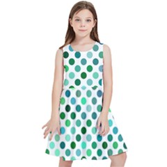 Polka-dot-green Kids  Skater Dress by nate14shop