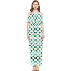 Polka-dot-green Draped Sleeveless Chiffon Jumpsuit by nate14shop