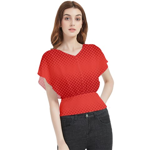 Polkadot-redfull Butterfly Chiffon Blouse by nate14shop