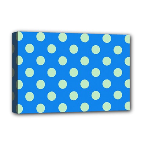 Polka-dots-blue Deluxe Canvas 18  X 12  (stretched)