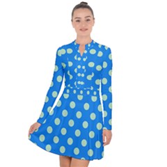 Polka-dots-blue Long Sleeve Panel Dress by nate14shop