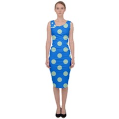 Polka-dots-blue Sleeveless Pencil Dress by nate14shop