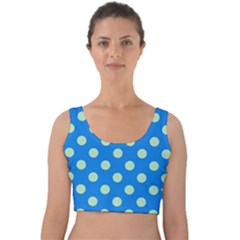 Polka-dots-blue Velvet Crop Top by nate14shop