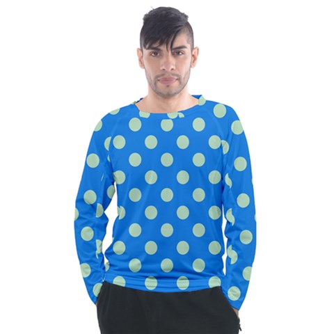 Polka-dots-blue Men s Long Sleeve Raglan Tee by nate14shop