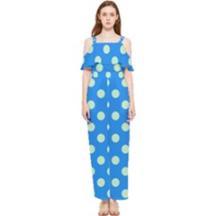 Polka-dots-blue Draped Sleeveless Chiffon Jumpsuit by nate14shop