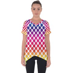 Polka-dots-callor Cut Out Side Drop Tee by nate14shop