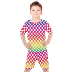 Polka-dots-callor Kids  Tee And Shorts Set by nate14shop