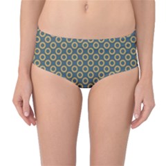 Polka-dots-gray Mid-waist Bikini Bottoms by nate14shop