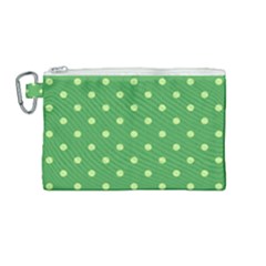 Polka-dots-green Canvas Cosmetic Bag (medium) by nate14shop