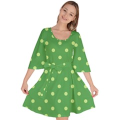 Polka-dots-green Velour Kimono Dress by nate14shop