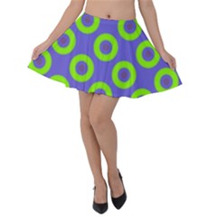 Polka-dots-green-blue Velvet Skater Skirt by nate14shop