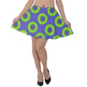 Polka-dots-green-blue Velvet Skater Skirt View1