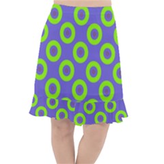 Polka-dots-green-blue Fishtail Chiffon Skirt