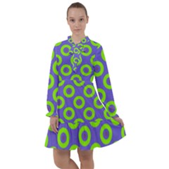 Polka-dots-green-blue All Frills Chiffon Dress by nate14shop