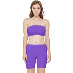 Polka-dots-lilac Stretch Shorts And Tube Top Set