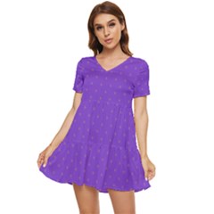 Polka-dots-lilac Tiered Short Sleeve Babydoll Dress