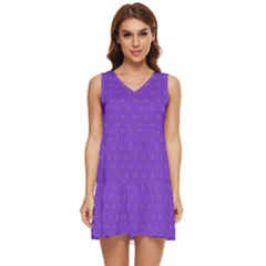 Polka-dots-lilac Tiered Sleeveless Mini Dress by nate14shop