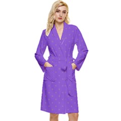 Polka-dots-lilac Long Sleeve Velour Robe