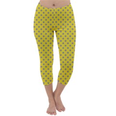 Polka-dots-light Yellow Capri Winter Leggings 