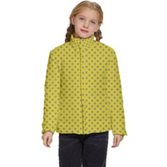 Polka-dots-light Yellow Kids  Puffer Bubble Jacket Coat by nate14shop