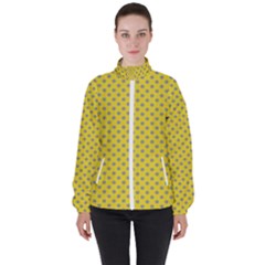 Polka-dots-light Yellow Women s High Neck Windbreaker