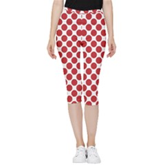 Polka-dots-polkared Inside Out Lightweight Velour Capri Leggings 